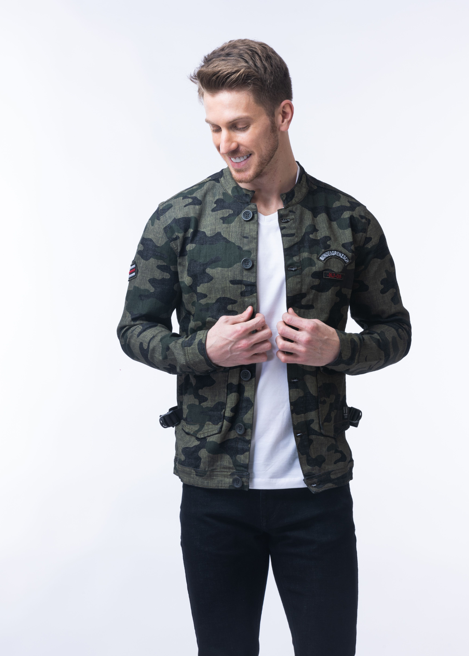 Ajon Camouflage Denim Jacket For Men Nostrum Fashion