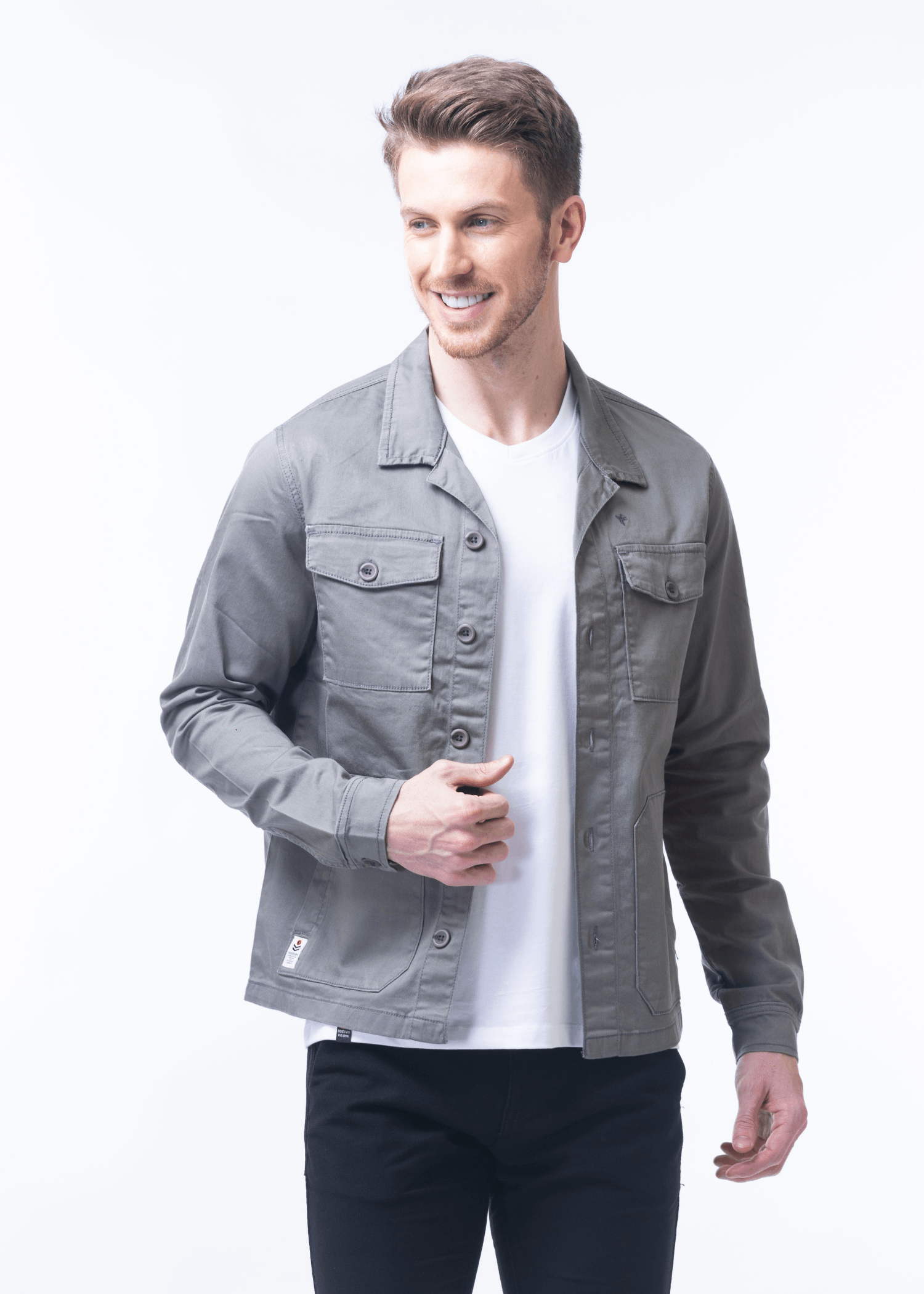 Rocha Grey Solid Denim Jacket For Men Nostrum Fashion