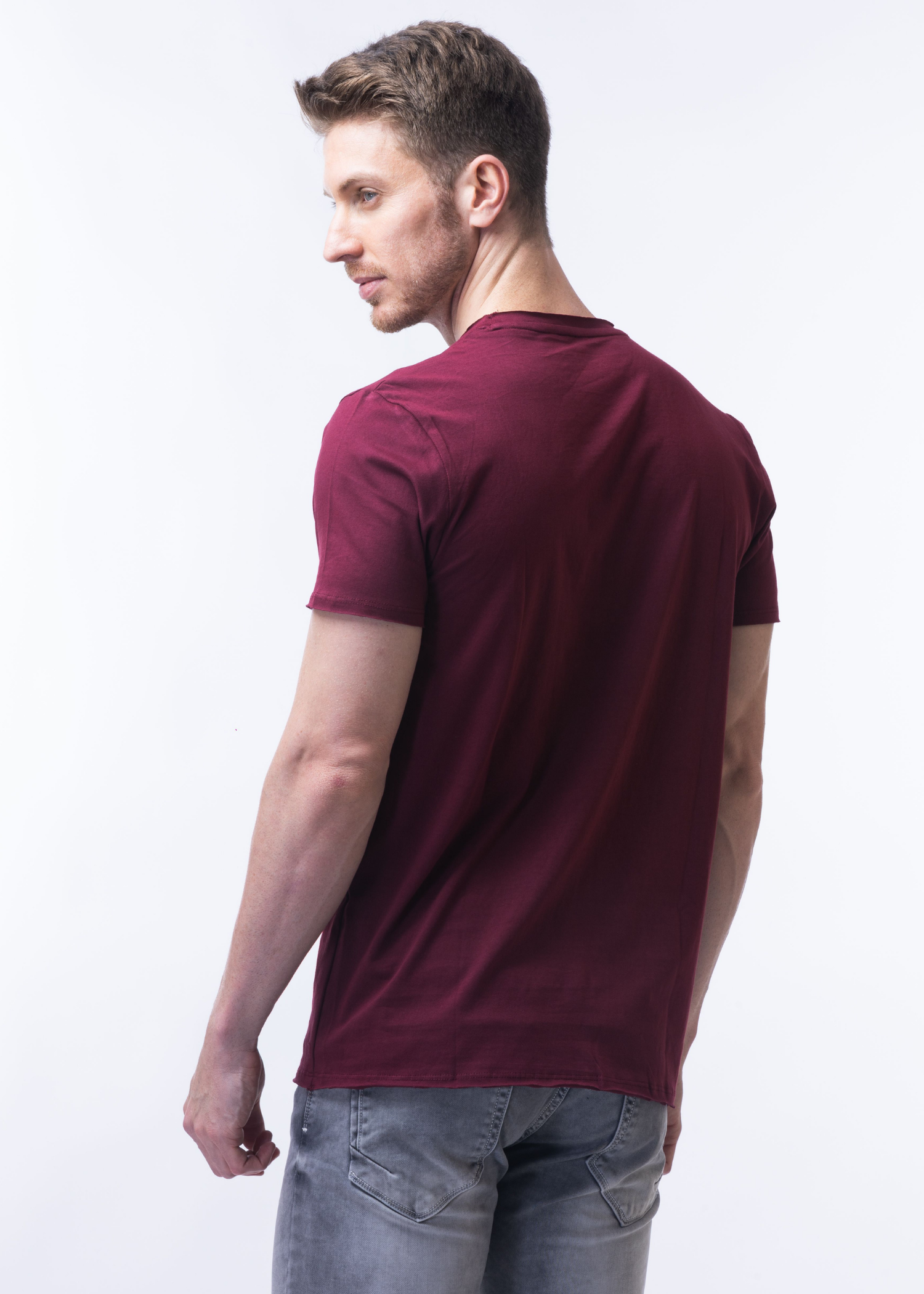 Raw Solid Half Sleeve T-shirt For Men