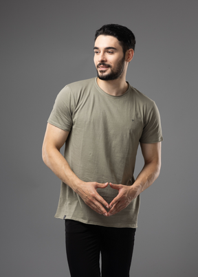 Raw Solid Half Sleeve T-shirt For Men