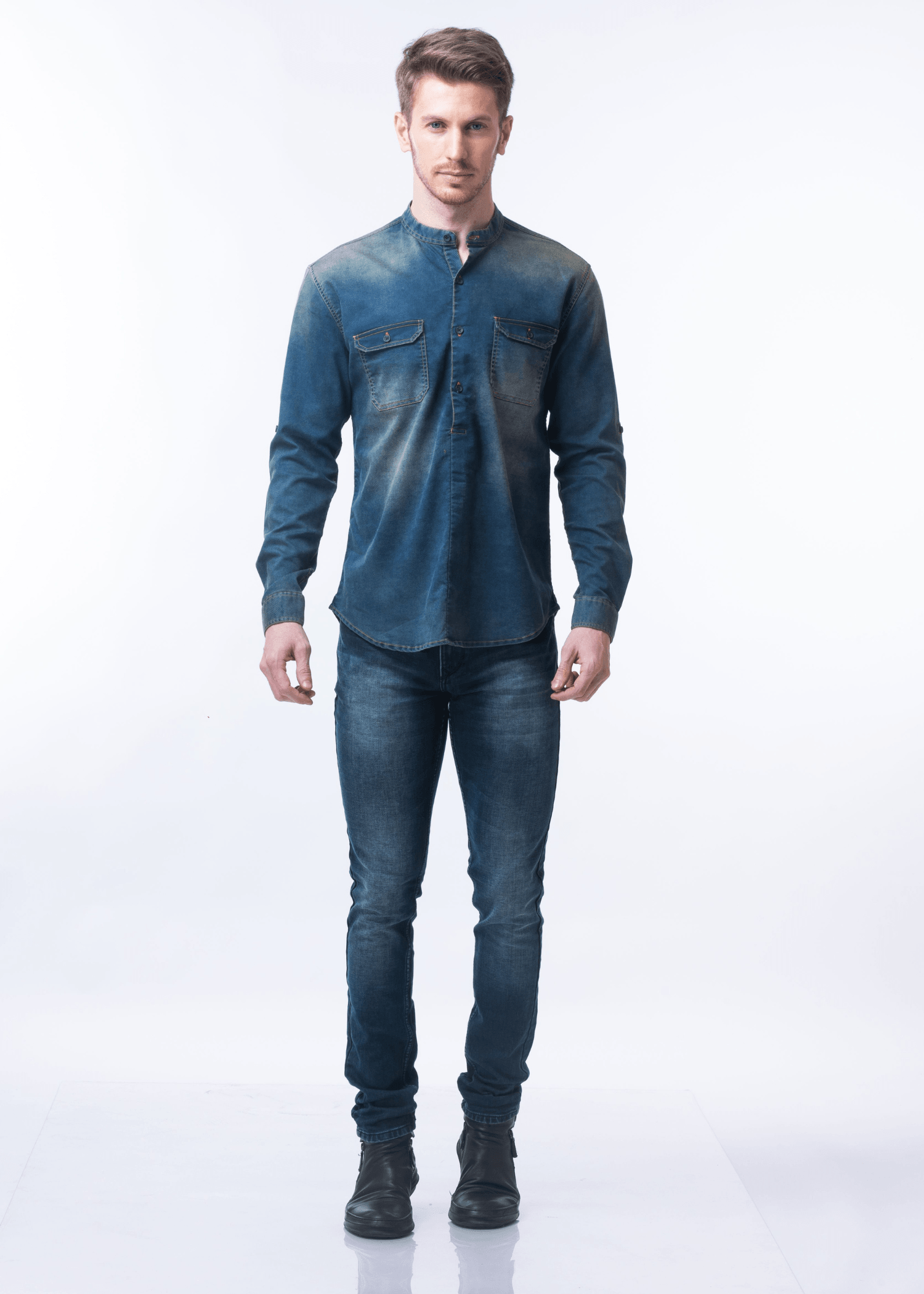 Buy KRYPTIC Men Solid Full Sleeve Regular Shirt Kurta Casual wear(Teal  Blue-XL) at Amazon.in