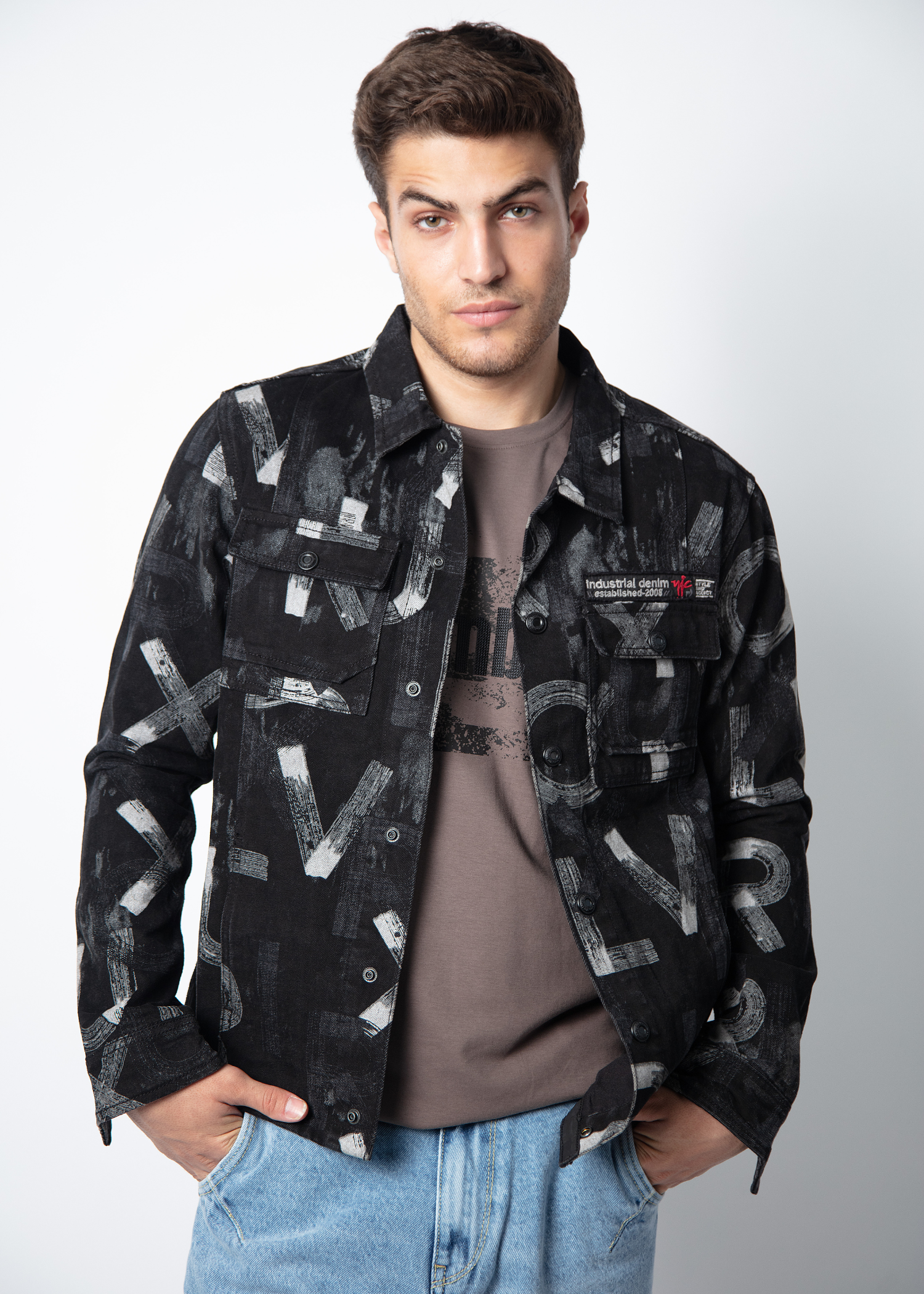 Acmo Printed Denim Jacket For Men