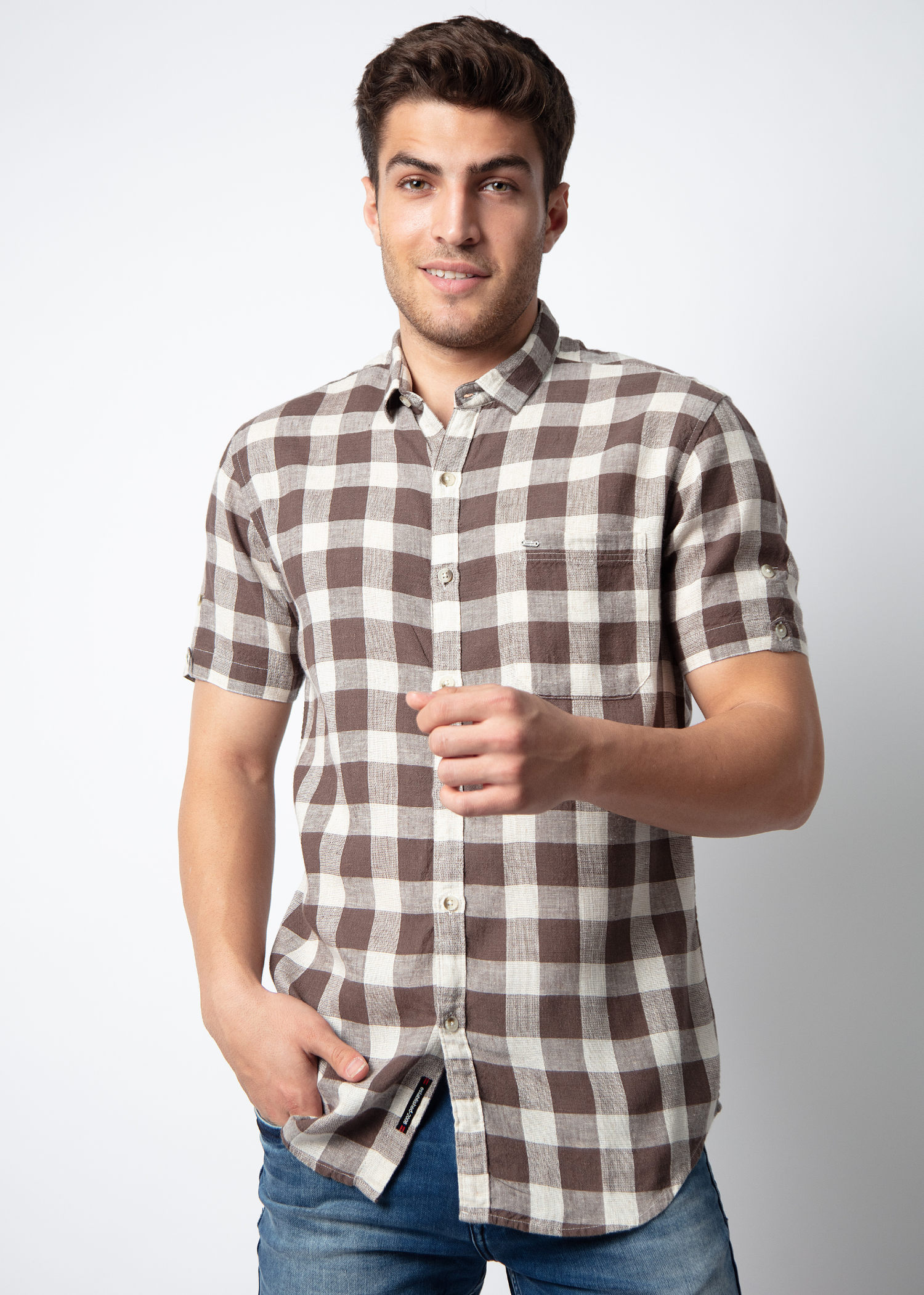 Bounce Half Sleeve Checked Shirt For Men