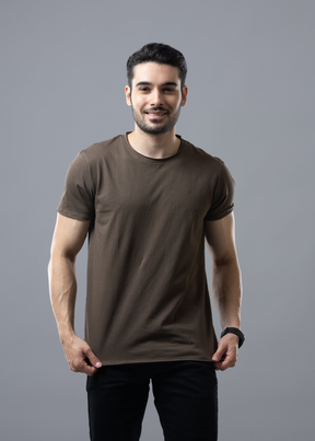 Raw Solid Half Sleeve T-shirt For Men