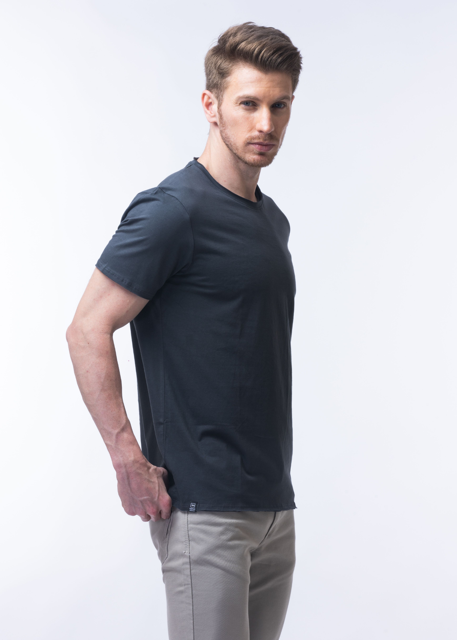 Raw Solid Half Sleeve T-shirt For Men