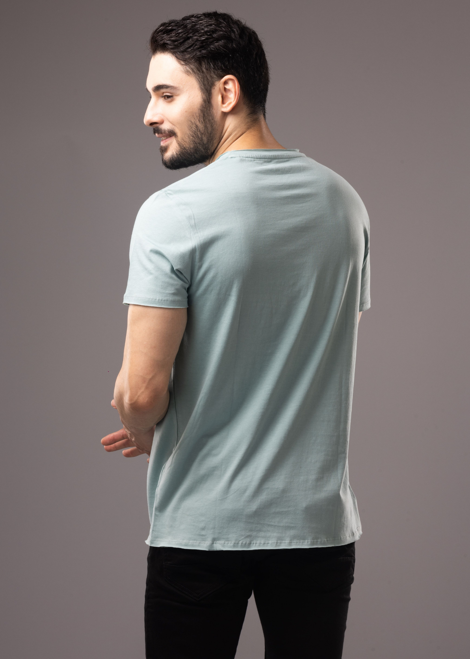 Raw Solid Half Sleeve T-shirt For Mens