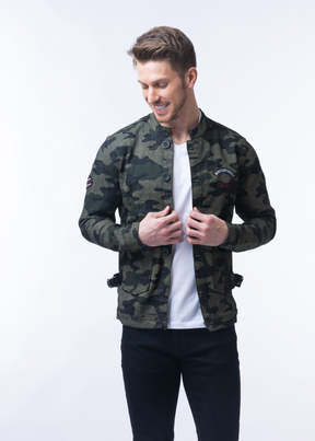 Long camo denim jacket hot sale