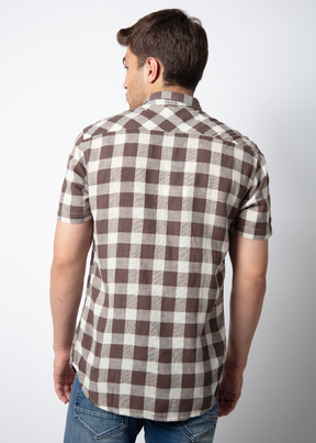 Bounce Half Sleeve Checked Shirt For Men