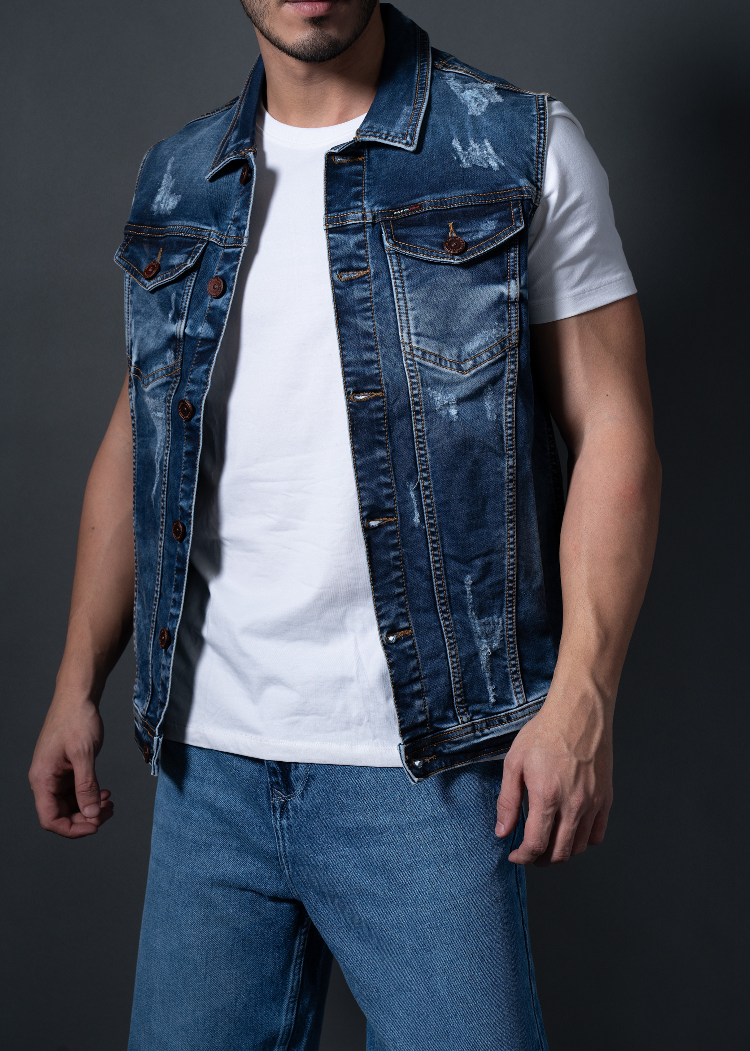 Monila Sleeveless Denim Jacket For Men