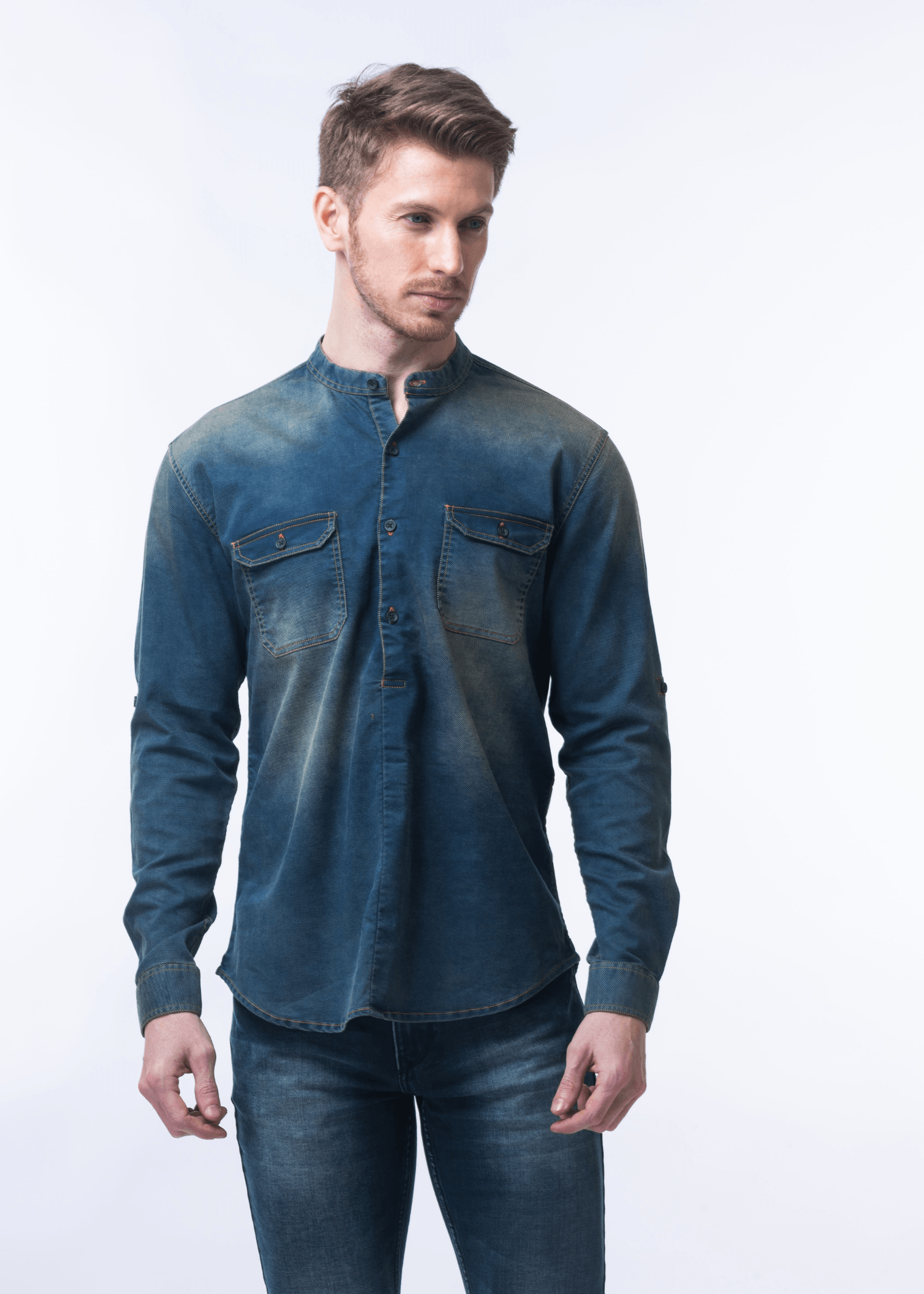 Forever Denim Blue Kurta T-shirt For Men - Nostrum Fashion