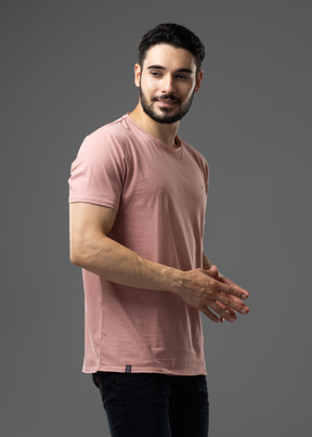 Raw Solid Half Sleeve T-shirt For Men