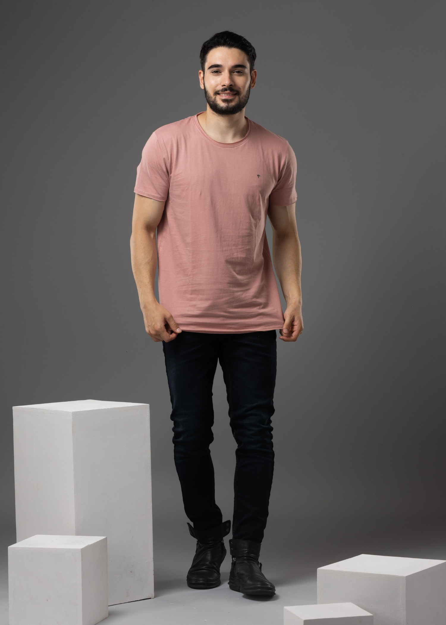 Raw Solid Half Sleeve T-shirt For Men