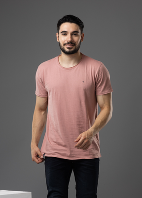 Raw Solid Half Sleeve T-shirt For Men