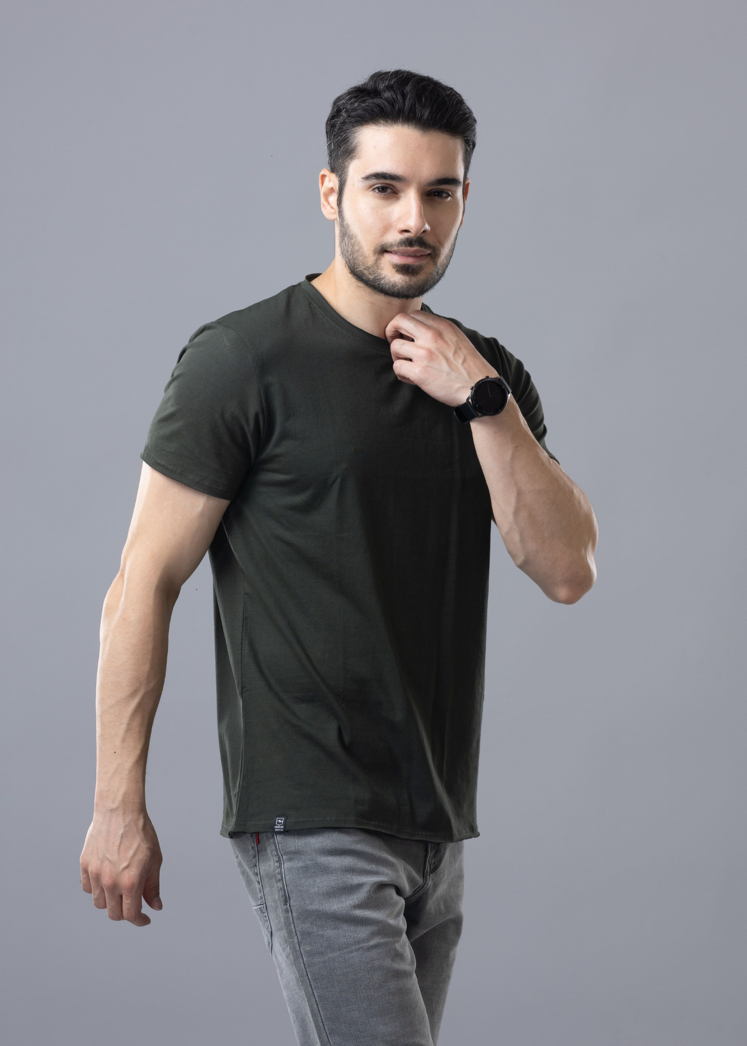 Raw Solid Half Sleeve T-shirt For Men