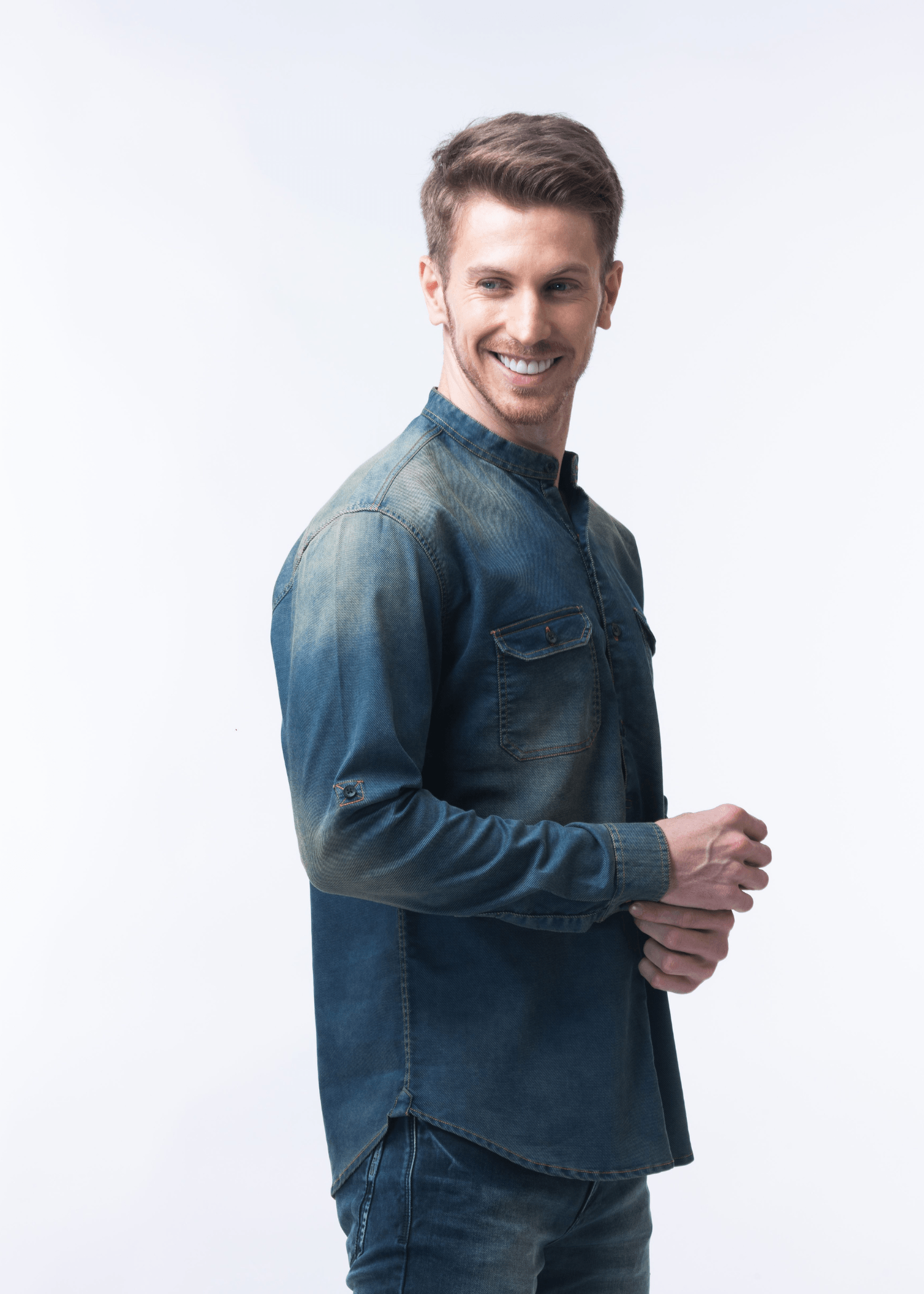 Forever Denim Blue Kurta T-shirt For Men - Nostrum Fashion