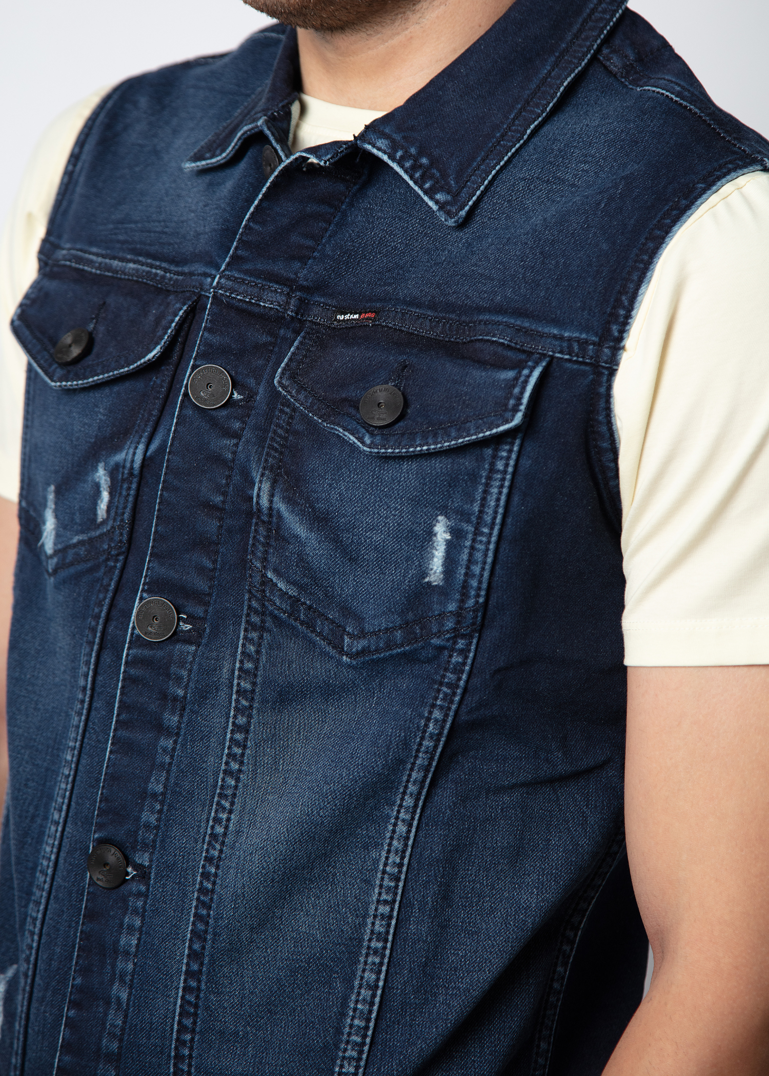 Dento Sleeveless Denim Jacket For Men