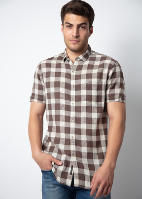 Bounce Half Sleeve Checked Shirt For Men