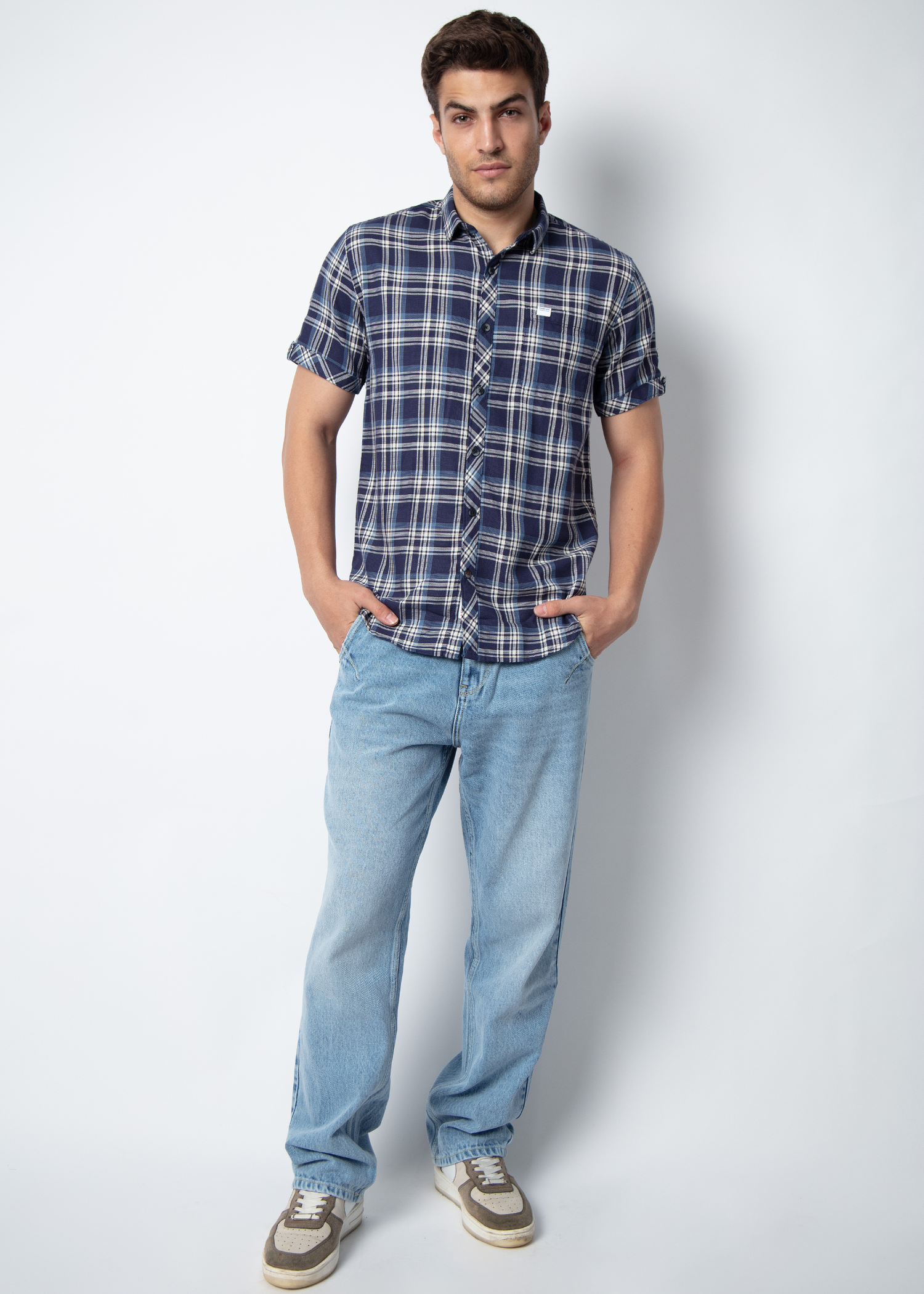 Olsberg Half Sleeve Checked Shirt For Men