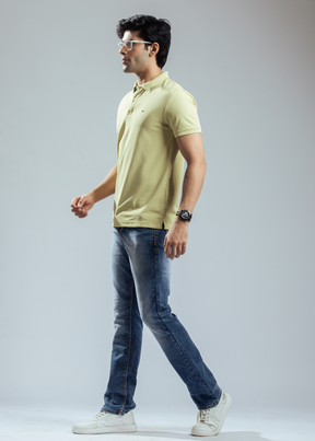 Cherry Mustard Half Sleeve Polo T-shirt For Mens