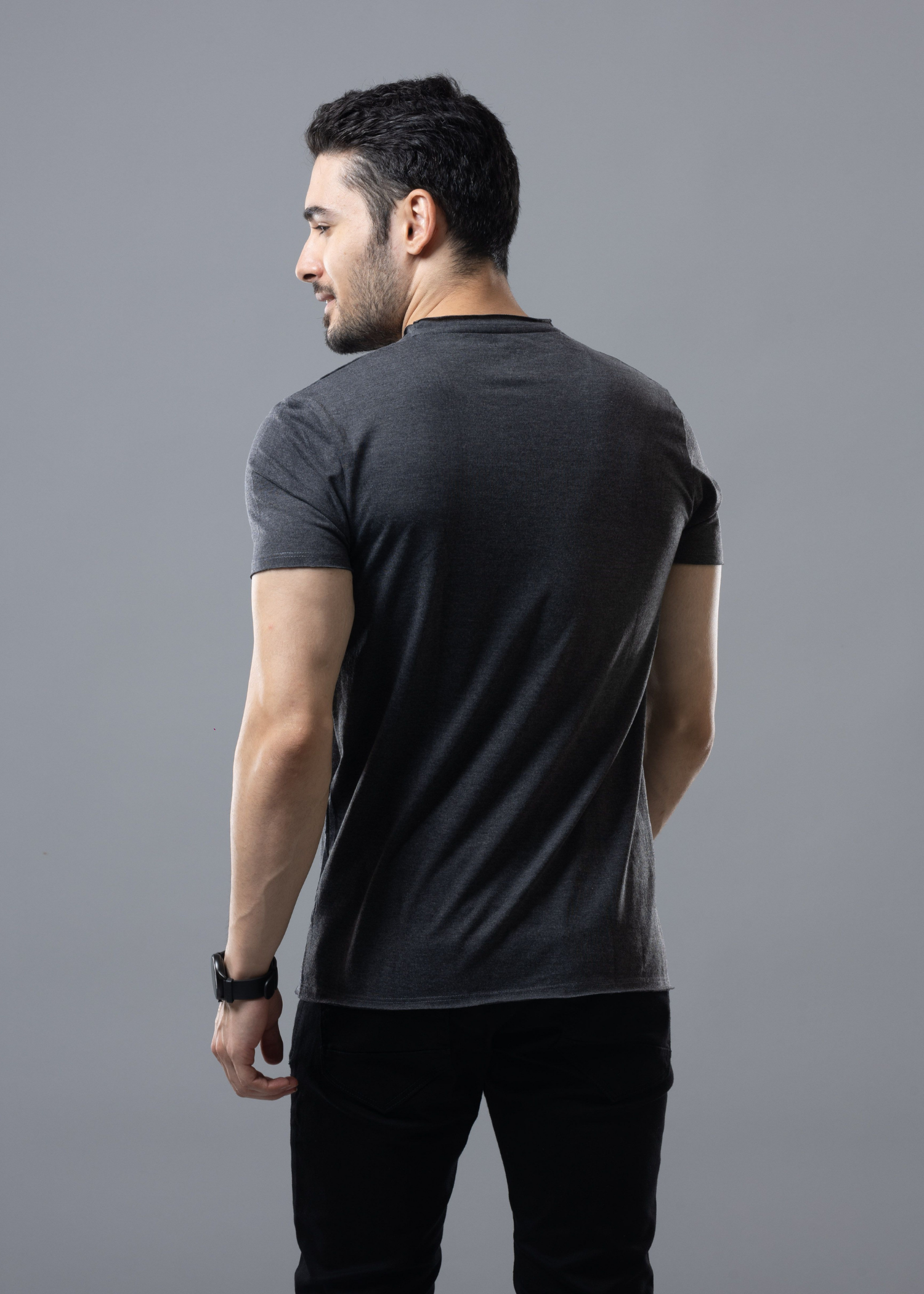 Raw Solid Half Sleeve T-shirt For Men