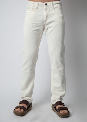 Brydon White Straight Fit Corduroy For Men