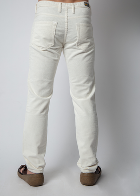 Brydon White Straight Fit Corduroy For Men