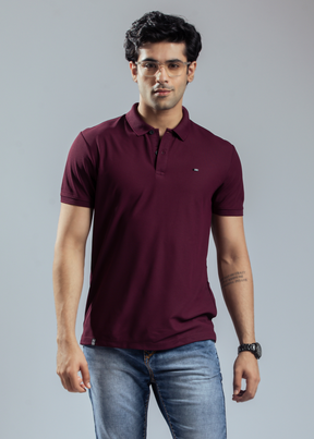 Cherry Mustard Half Sleeve Polo T-shirt For Mens