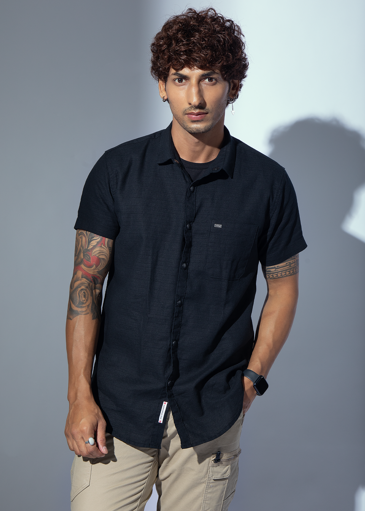 Tiara Half Sleeve Solid Shirt For Men