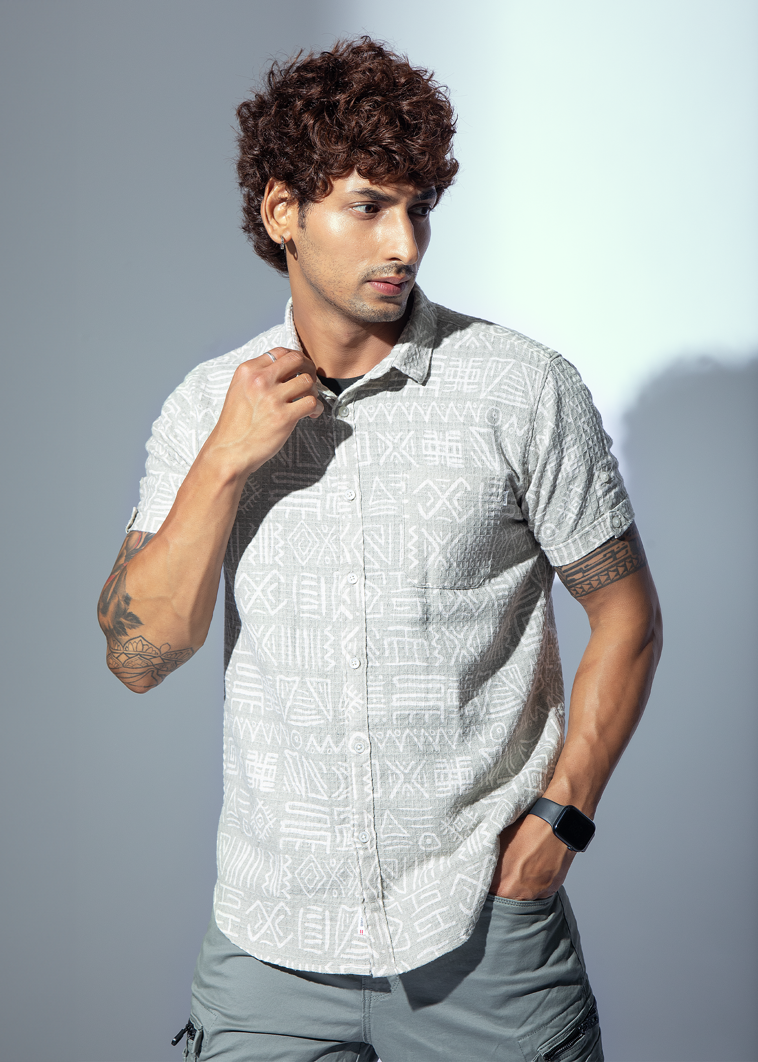 Fombio Half Sleeve Textured Shirt For Men