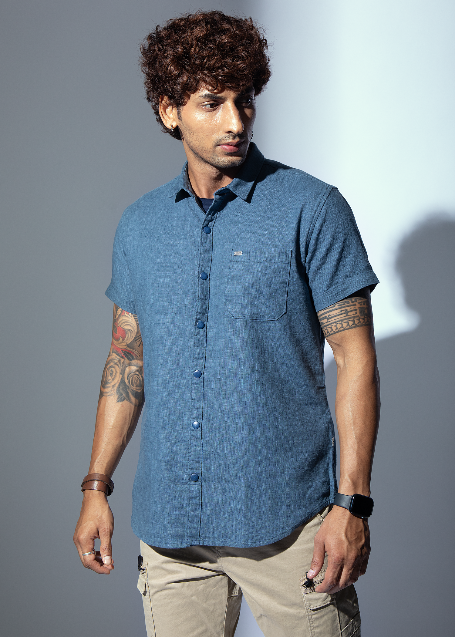 Tiara Half Sleeve Solid Shirt For Men