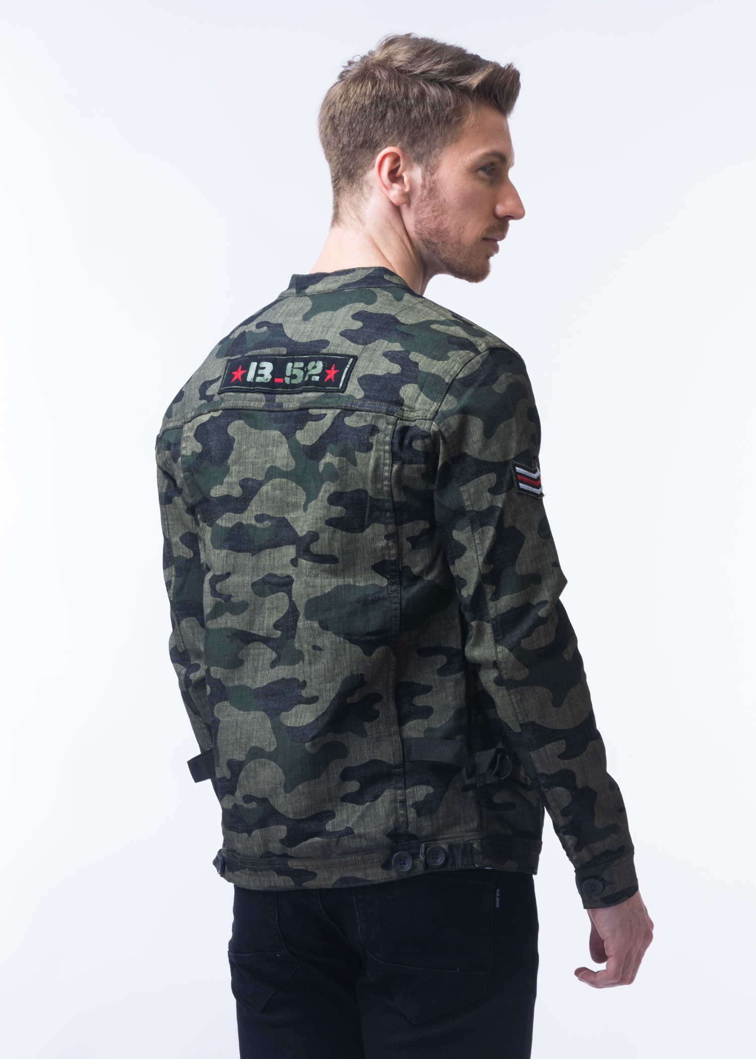 New Mens Camouflage Denim Jacket Coat Male Outwear Jaqueta