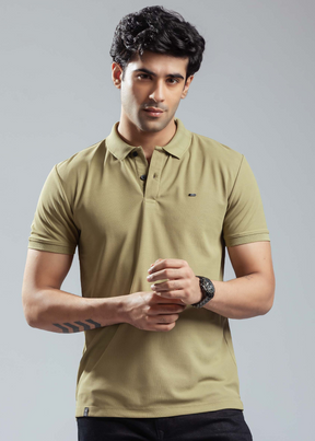 Cherry Mustard Half Sleeve Polo T-shirt For Mens