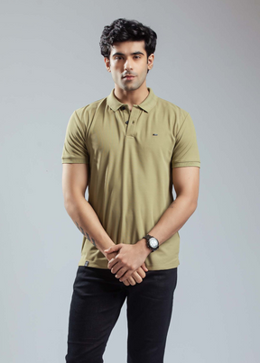 Cherry Mustard Half Sleeve Polo T-shirt For Mens