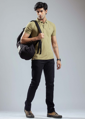 Cherry Mustard Half Sleeve Polo T-shirt For Mens