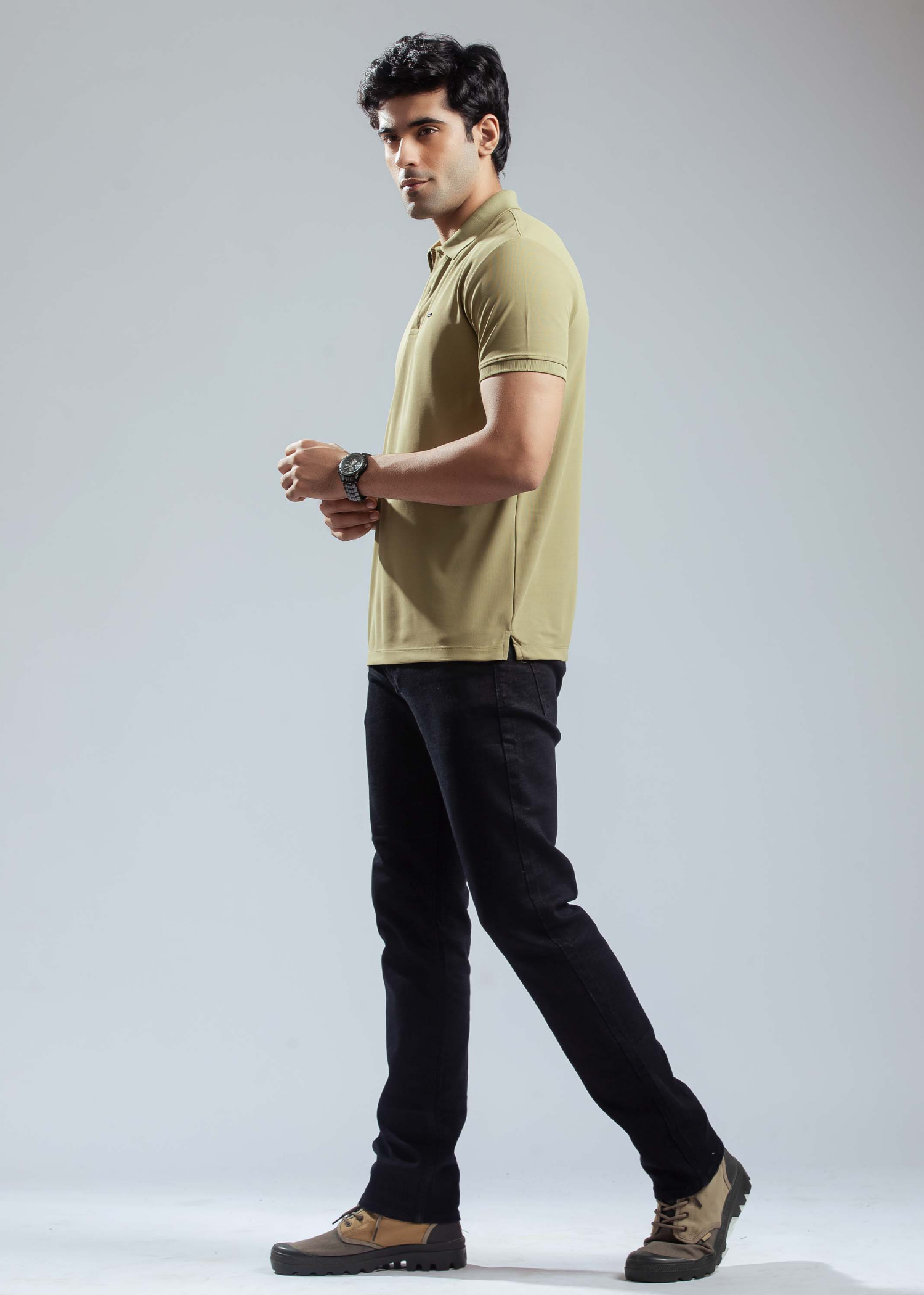 Cherry Mustard Half Sleeve Polo T-shirt For Mens