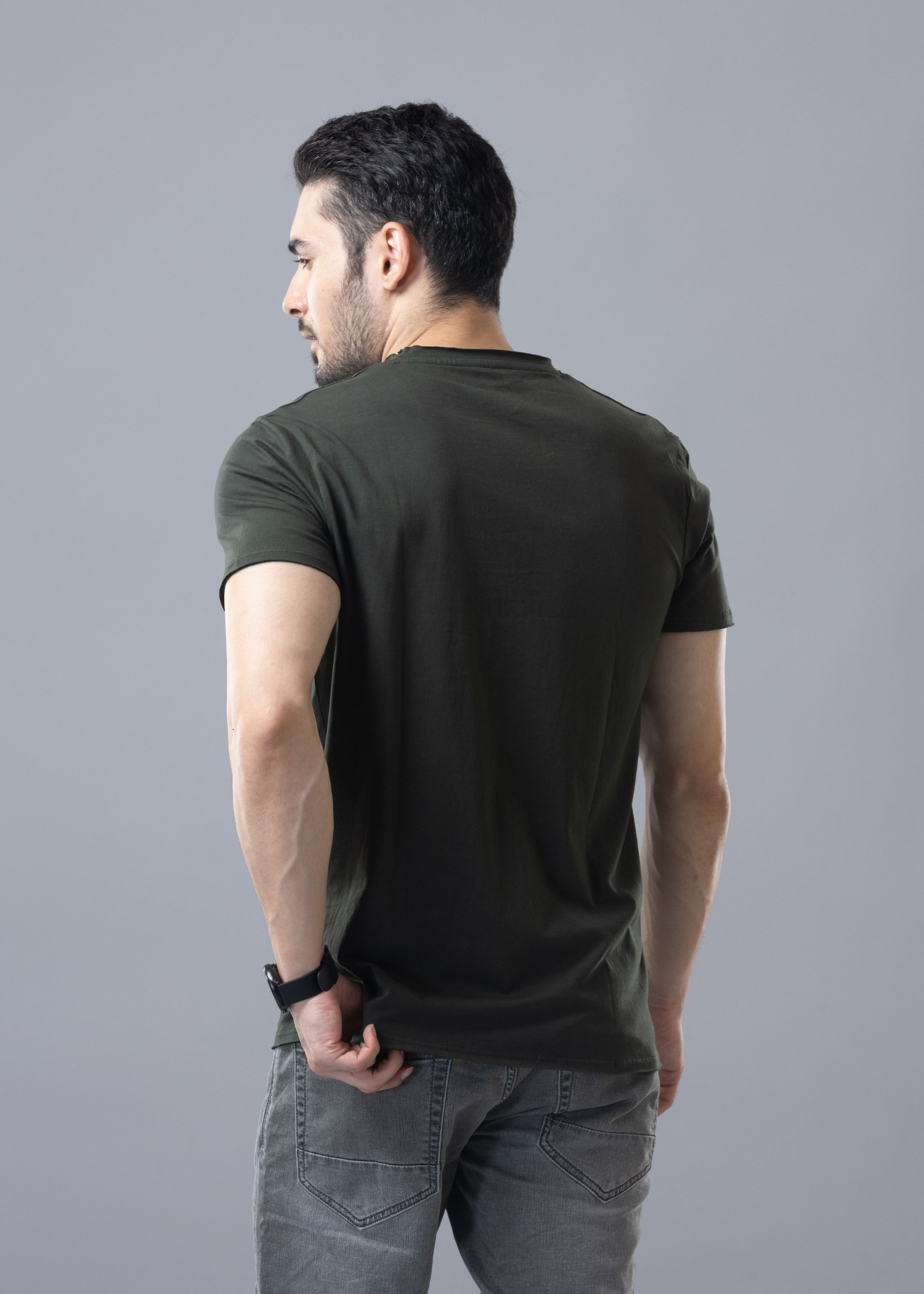 Raw Solid Half Sleeve T-shirt For Men