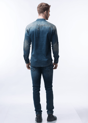 Forever Denim Blue Kurta T-shirt For Men - Nostrum Fashion