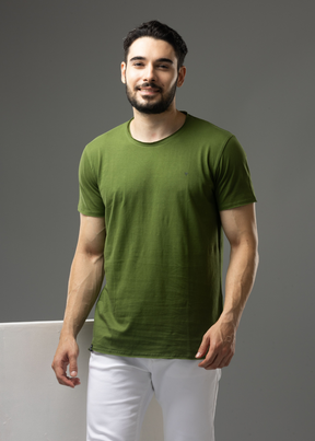 Raw Solid Half Sleeve T-shirt For Mens