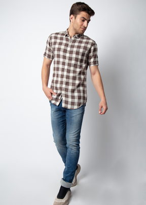 Bounce Half Sleeve Checked Shirt For Men