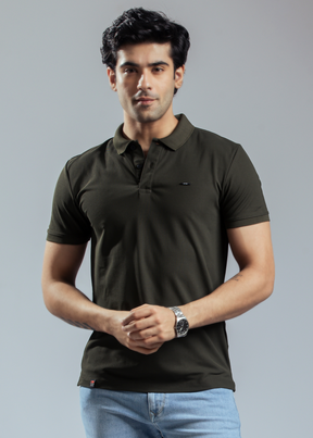 Cherry Olive Half Sleeve Polo T-shirt For Mens