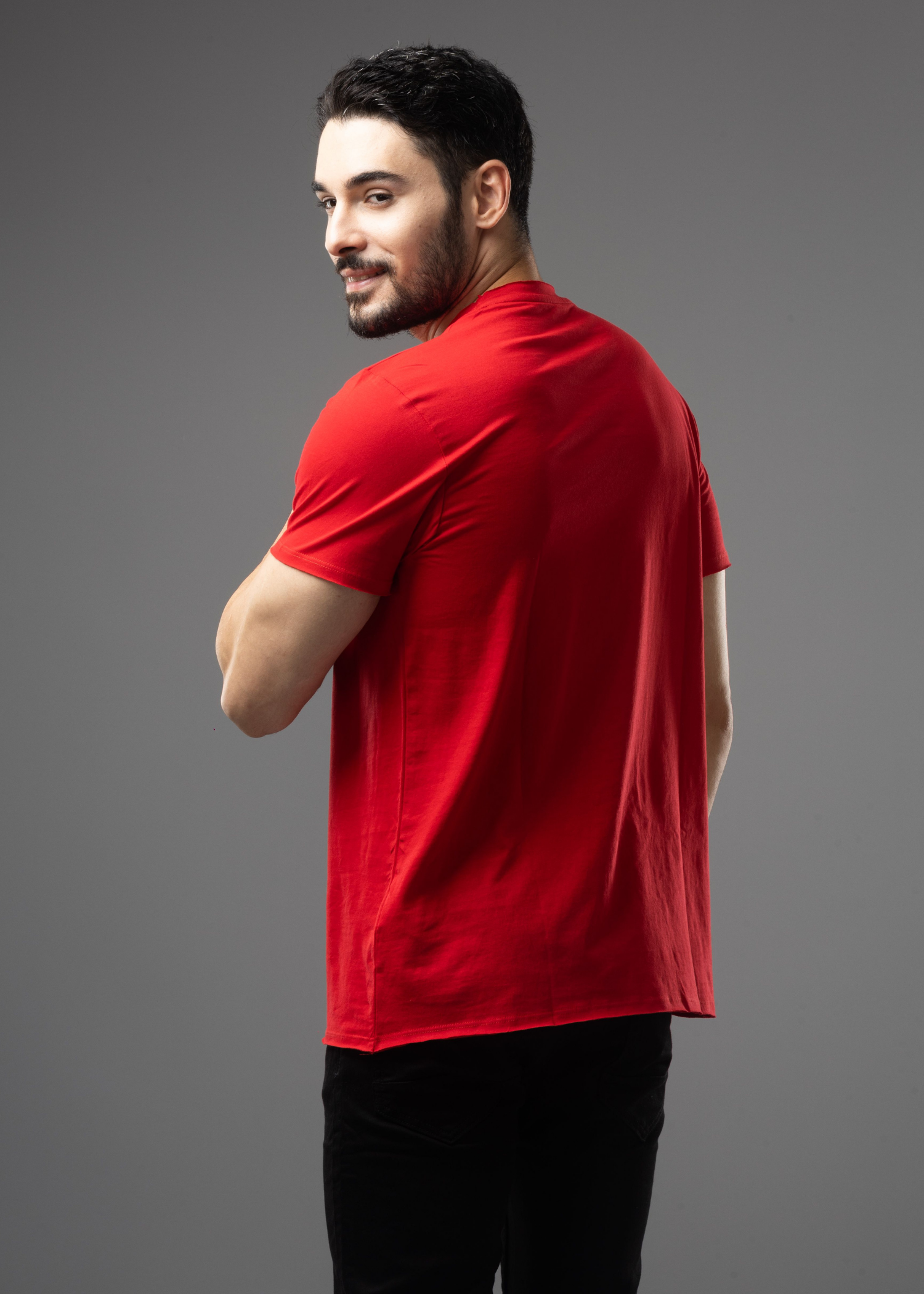 Raw Solid Half Sleeve T-shirt For Men