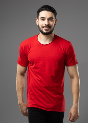 Raw Solid Half Sleeve T-shirt For Men