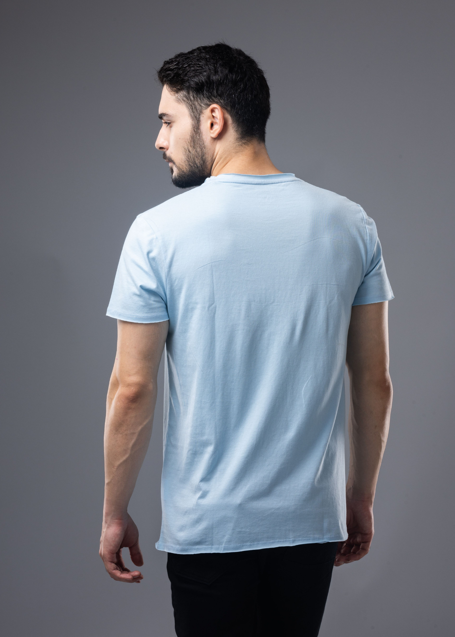 Raw Solid Half Sleeve T-shirt For Mens