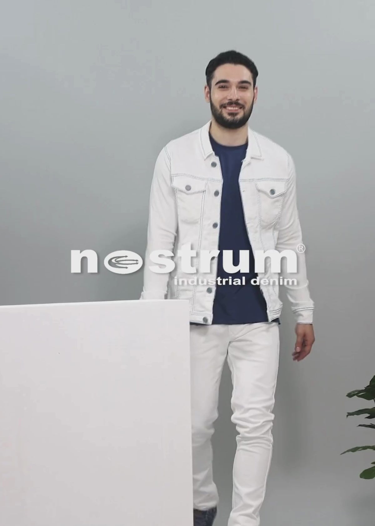 Wesson White Solid Denim Jacket For Men